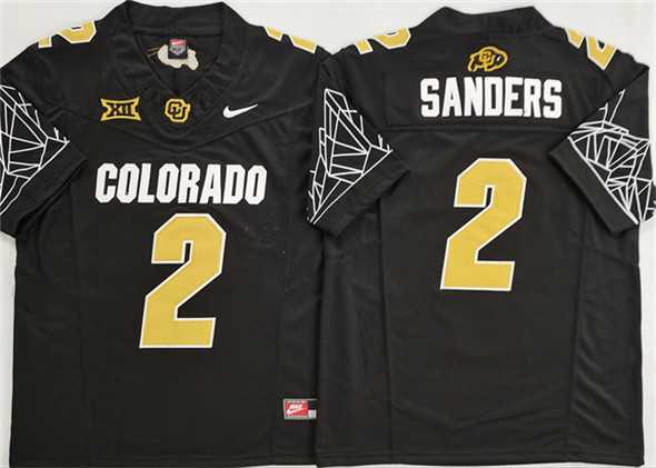 Mens Colorado Buffaloes #2 Shadeur Sanders Black With XII Patch 2025 F.U.S.E. Stitched Football Jersey